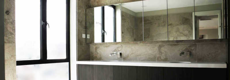 Large span of aluminium framed mirror vanity cabinets