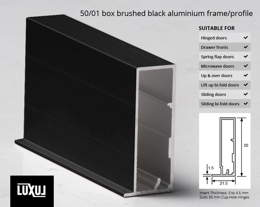 50/01 Box Brushed Black Aluminium Frame/Profile