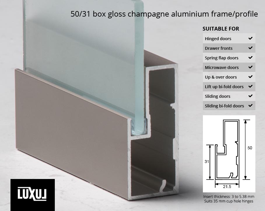 50/31 Box Gloss Champagne Aluminium Frame/Profile