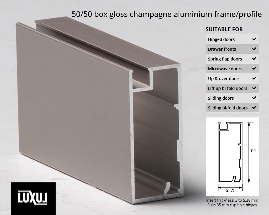 50/50 Box Gloss Champagne Aluminium Frame/Profile