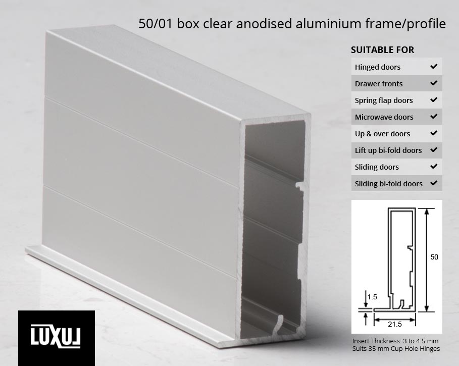 50/01 Box Clear Anodised Aluminium Frame/Profile