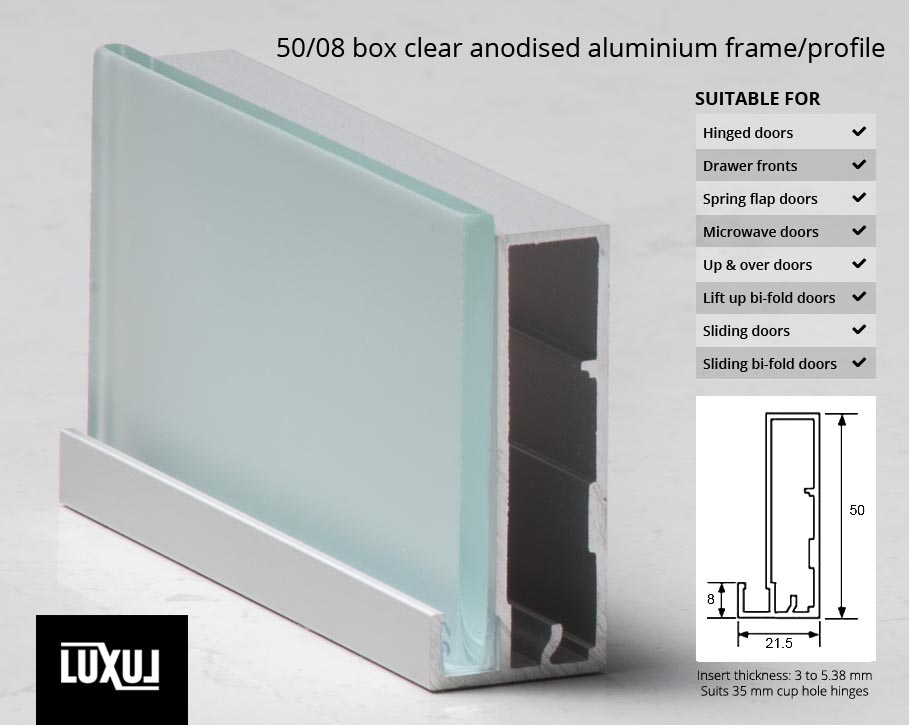 50/08 Box Clear Anodised Aluminium Frame/Profile