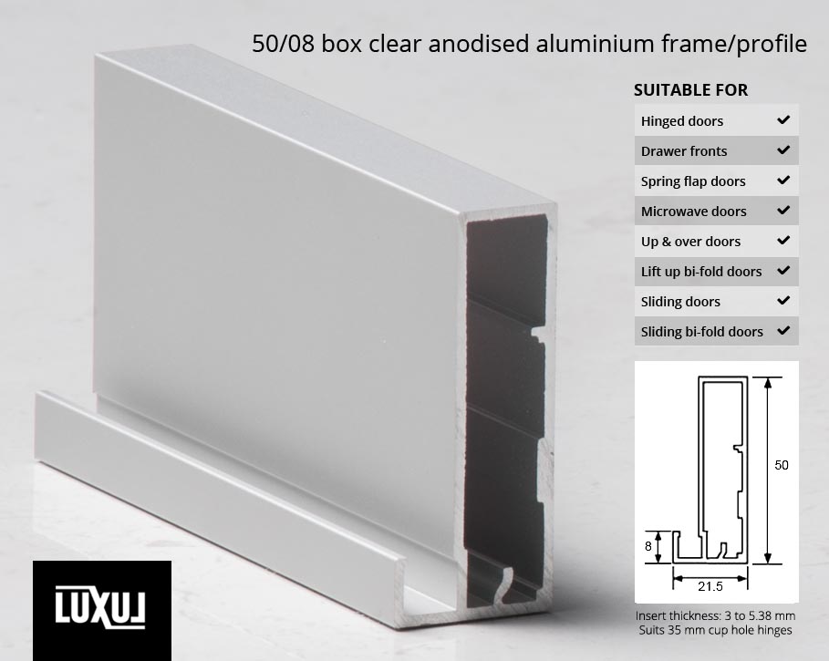 50/08 Box Clear Anodised Aluminium Frame/Profile