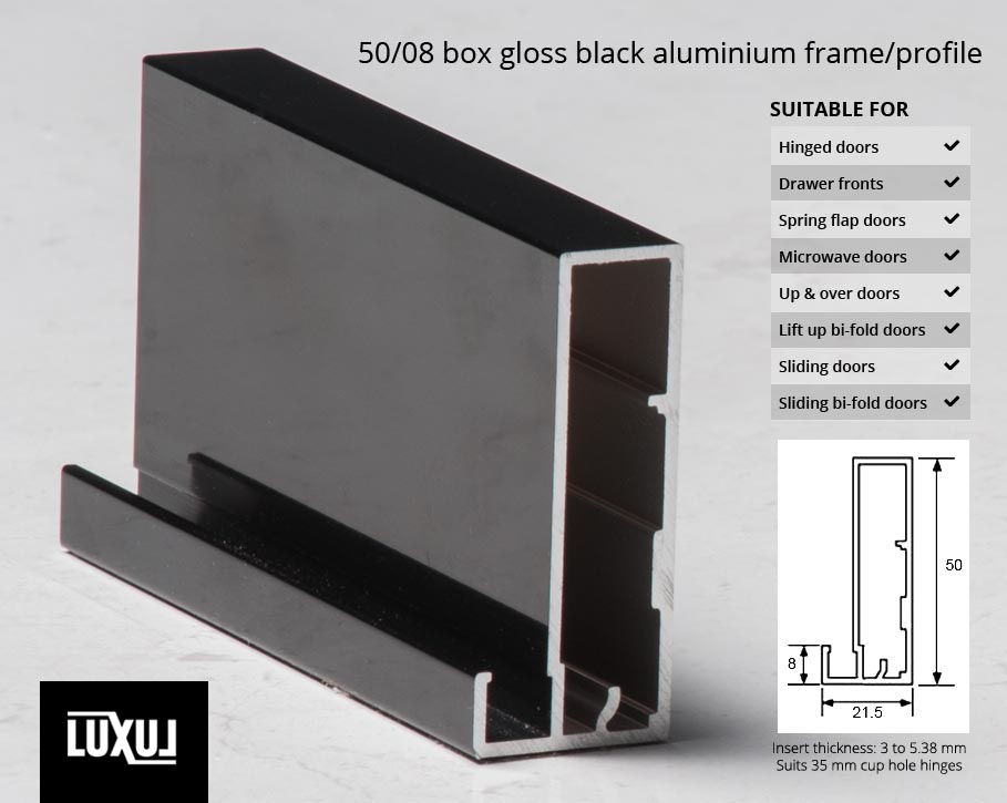 50/08 Box Gloss Black Aluminium Frame/Profil